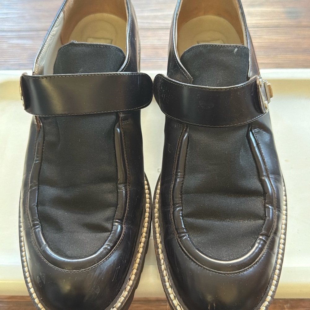 Via Spiga Lug Sole Monk Strap Loafers Italy Brown Leather Size 7.5 - Picture 2 of 4